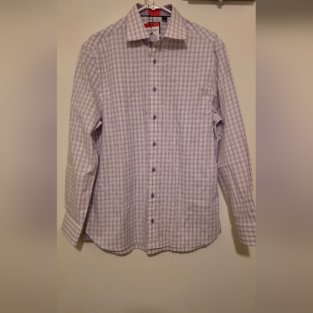 Nick Graham Lavender Checkered Dress Shirt